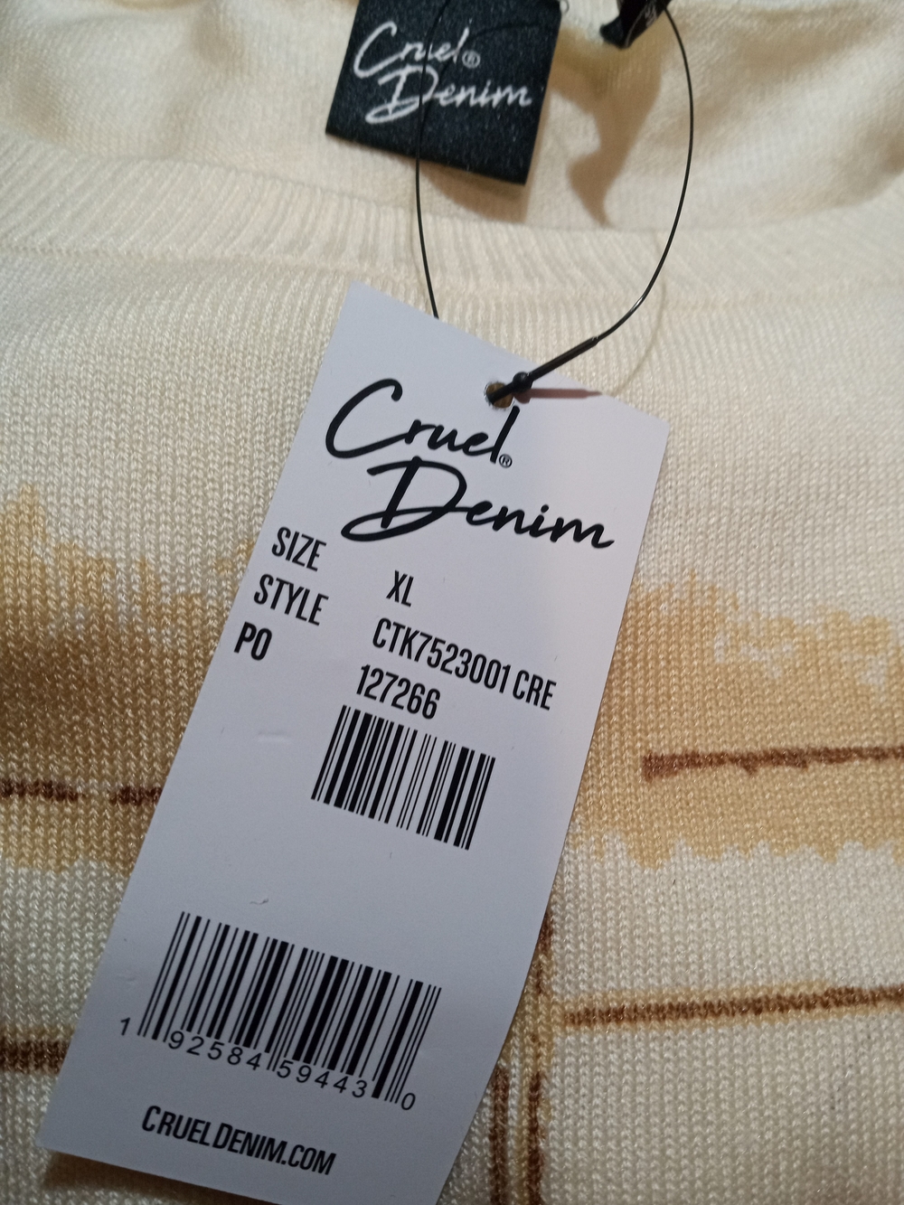 Cruel Denim Cattleman Collection Cream Crewneck Sweater with Rodeo Graphic - Picture 2 of 7